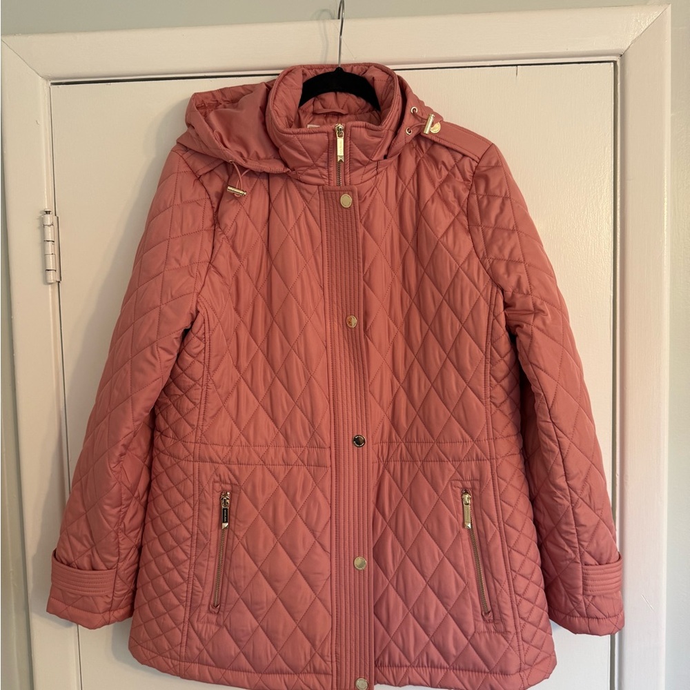 MICHAEL Michael Kors Women's Quilted Hooded Anorak Coat in Dusty Rose - Picture 4 of 7